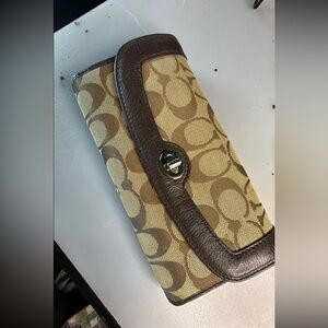 Coach Canvas Wallet Monogram Brown and Tan Signature Pattern